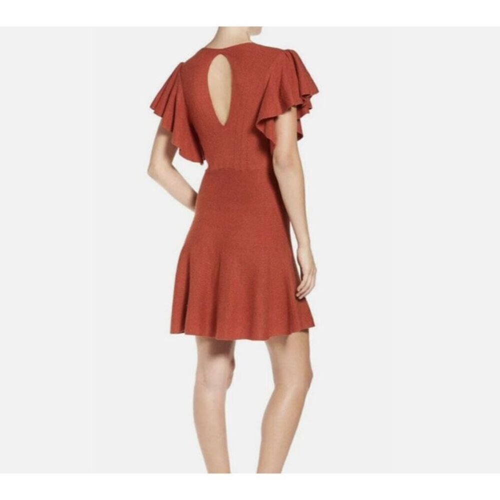 Free People Cozy Nights Burnt Red Orange Boho dress size medium - Picture 2 of 8